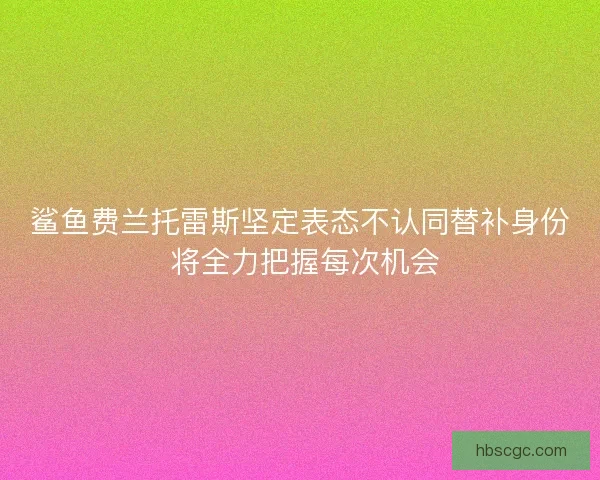 鲨鱼费兰托雷斯坚定表态不认同替补身份 将全力把握每次机会