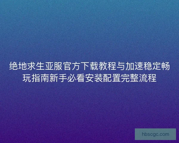 绝地求生亚服官方下载教程与加速稳定畅玩指南新手必看安装配置完整流程