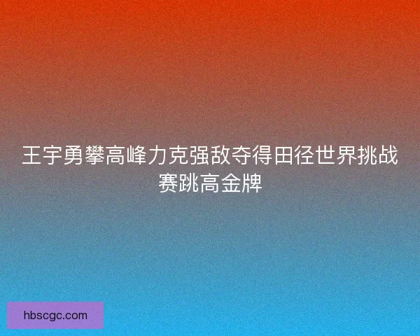王宇勇攀高峰力克强敌夺得田径世界挑战赛跳高金牌 王宇勇攀高峰力克强敌夺得田径世界挑战赛跳高金牌